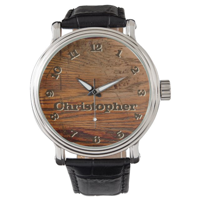 Rustic Wood Personalized Watch (Front)