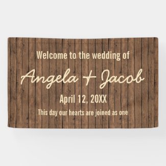 Rustic Wood Personalized Wedding Banner