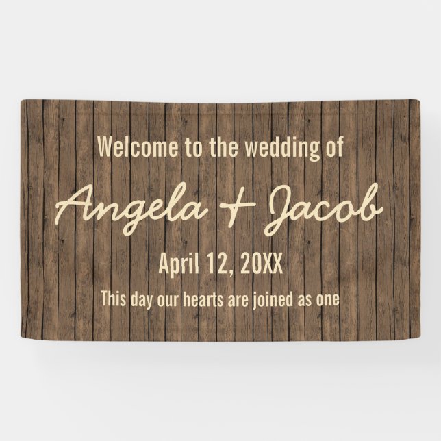Rustic Wood Personalized Wedding Banner (Horizontal)