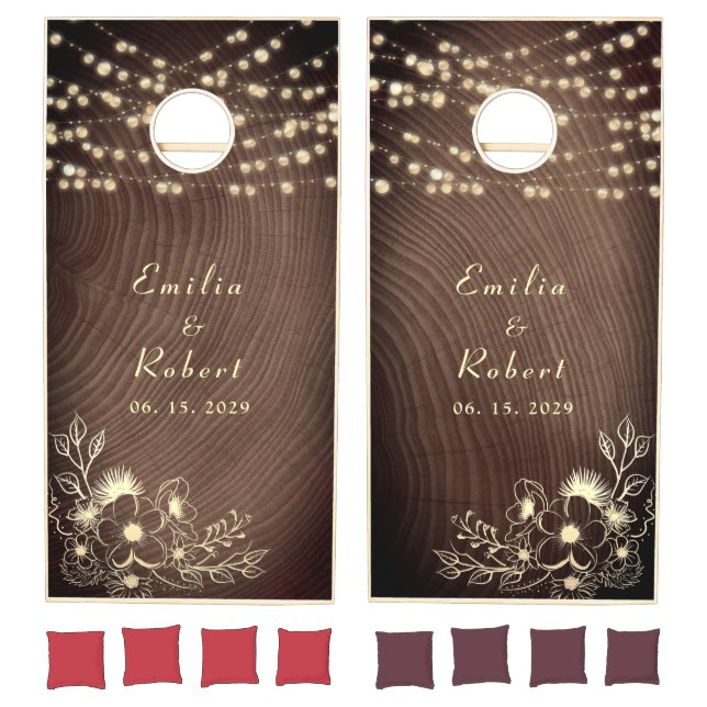 Rustic Wood Personalized Wedding  Cornhole Set (Set)