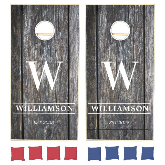 Rustic Wood  Personalized Wedding Monogram   Cornhole Set (Set)