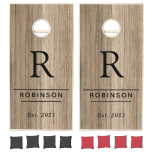 Rustic Wood Personalized Wedding Monogram Cornhole Set