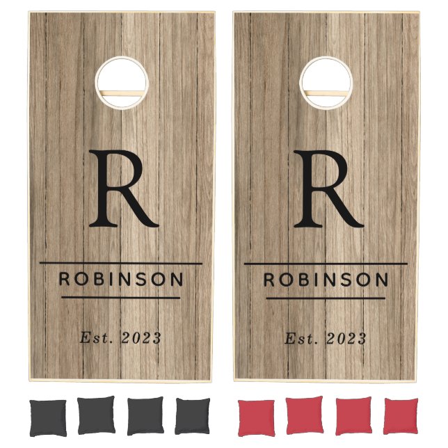 Rustic Wood Personalized Wedding Monogram Cornhole Set (Set)