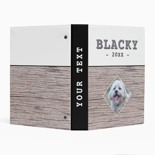 Rustic Wood Pet Dog Keepsake Photo Album Mini Binder - Rustic Wood Pet Dog Keepsake Photo Album. The design has a wood background with a photo in a frame, the dog`s name. Change or erase the text on the front and on the spine. A great keepsake gift, photo album, a scrapbook album, in memory of for your dog or pet.