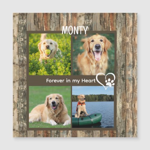 Rustic Wood Pet Keepsake Memorial Photo Collage 