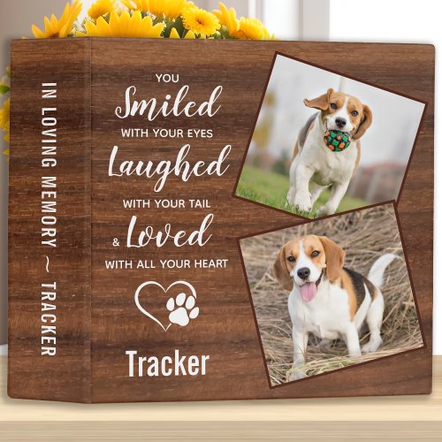 Rustic Wood Pet Loss Dog Memorial Photo Album 3 Ring Binder