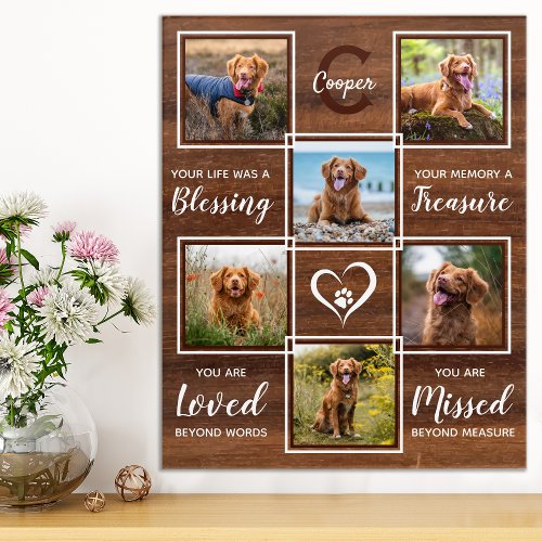 Rustic Wood Pet Memorial Unique Photo Collage Acrylic Print