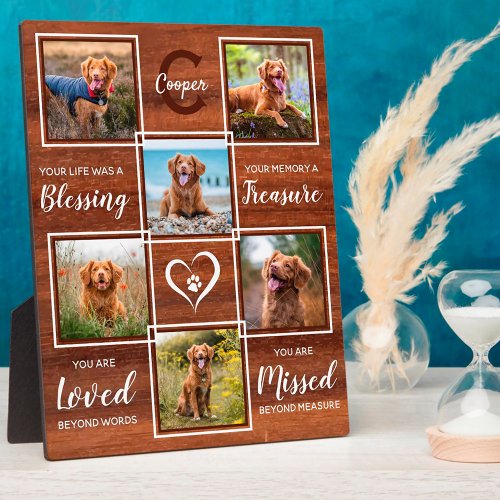 Rustic Wood Pet Memorial Unique Photo Collage Plaque