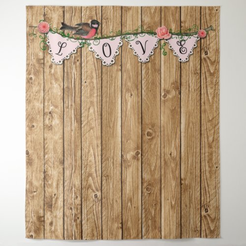 Rustic Wood Photo Backdrop Tapestry