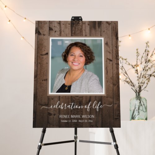 Rustic Wood Photo Celebration of Life  Foam Board