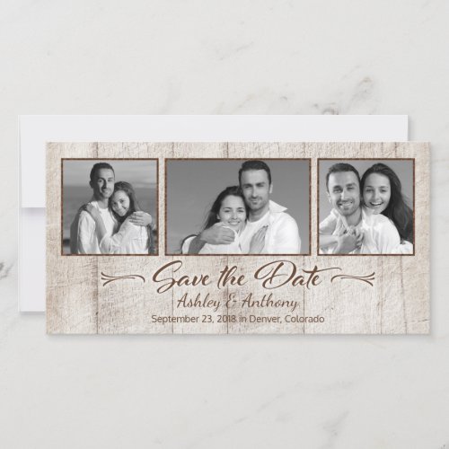 Rustic Wood Photo Collage Wedding Save the Date