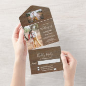 Rustic wood photo country Wedding All In One Invitation (Tearaway)