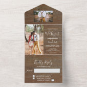 Rustic wood photo country Wedding All In One Invitation (Inside)