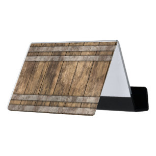 rustic wood photo desk business card holder