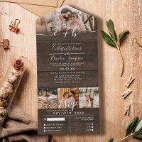 Rustic Wood Photo Monogram Wedding RSVP