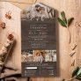 Rustic Wood Photo Monogram Wedding RSVP All In One Invitation