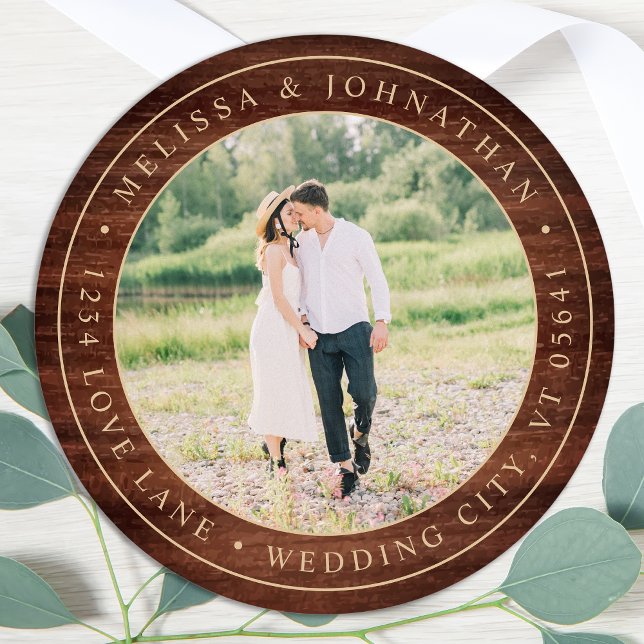 Rustic Wood Photo Return Address Label (Creator Uploaded)