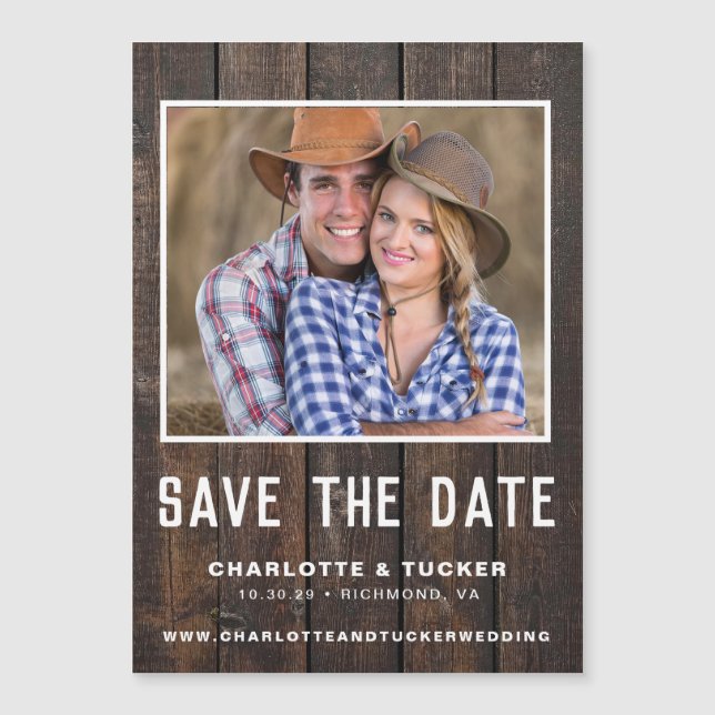 Rustic Wood Photo Save the Date  (Front)