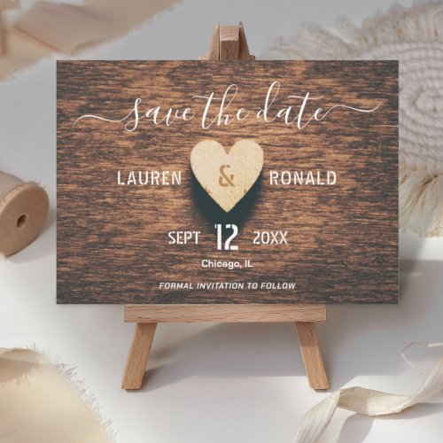 Rustic Wood Photo Save The Date Fall Wedding  Invitation
