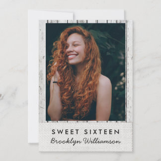 Rustic Wood Photo Sweet 16 Birthday Invitation