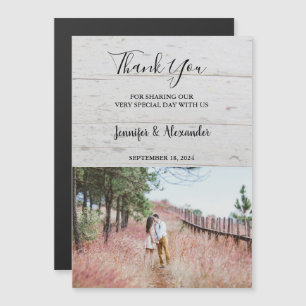 Rustic wood photo Thank you country wedding card