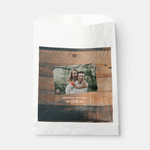 Rustic Wood Photo Wedding  Favor Bag