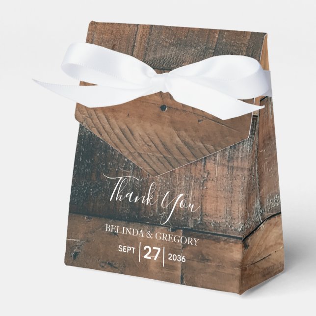 Rustic Wood Photo Wedding  Favor Boxes (Front Side)