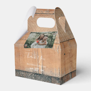 Rustic Wood Photo Wedding Favor Boxes