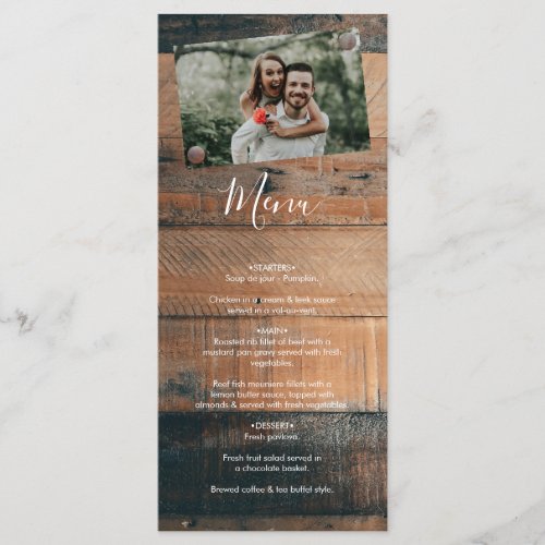 Rustic Wood Photo Wedding Menu