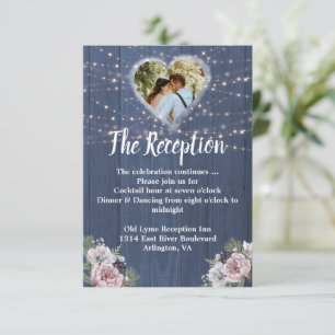 Rustic Wood Photo Wedding Reception Enclosure Card