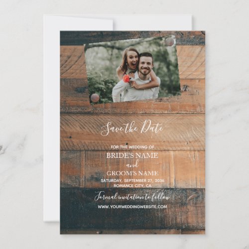 Rustic Wood Photo Wedding Save The Date