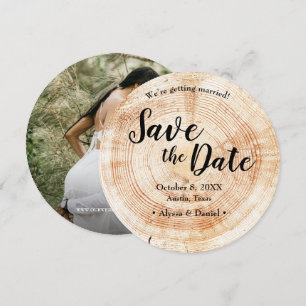 Rustic WOOD  photo WEDDING Save the date Invitation
