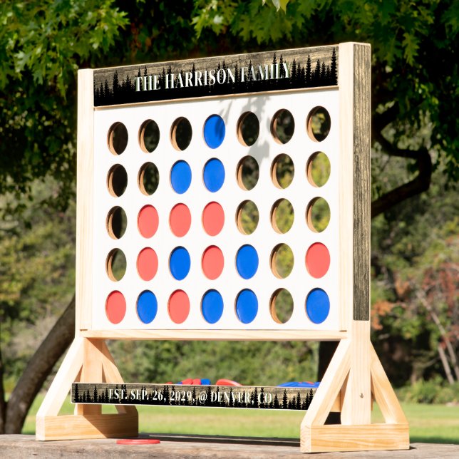 Rustic Wood Pine Forest Silhouette Family Name  Fast Four (Lawn)