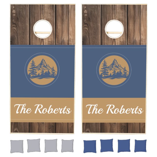 Rustic Wood Pine Mountain Cornhole Set (Set)