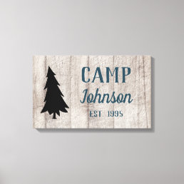 Rustic Wood Pine Tree Family Camp Canvas Print