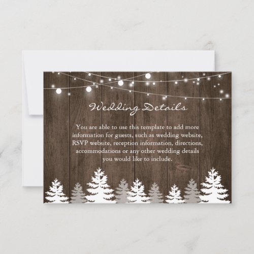 Rustic Wood Pine Trees Wedding Details Card