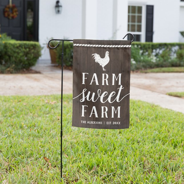 Rustic Wood Plank Farm Sweet Farm Personalized Garden Flag (Creator Uploaded)