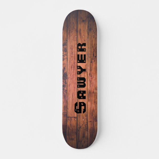 Rustic Wood Plank Flooring Strips Personalized  Skateboard (Front)