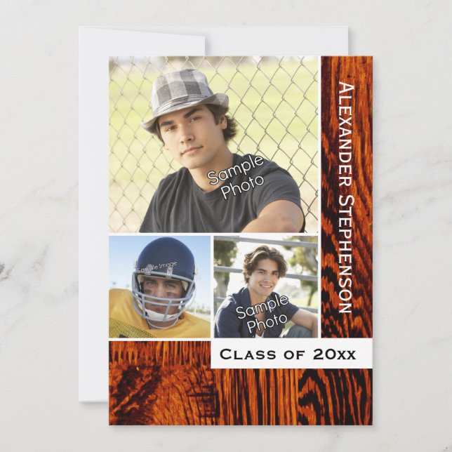 Rustic Wood Plank Graduation Invitation (Front)