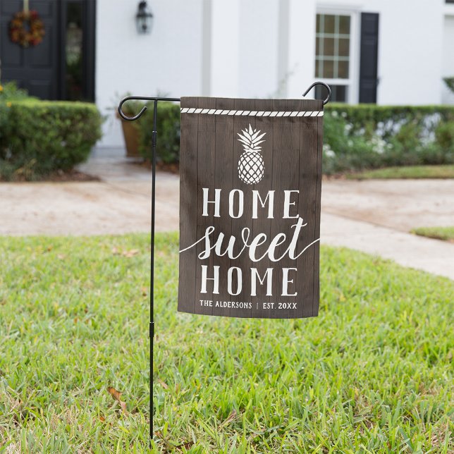 Rustic Wood Plank Home Sweet Home Pineapple Garden Flag (Creator Uploaded)