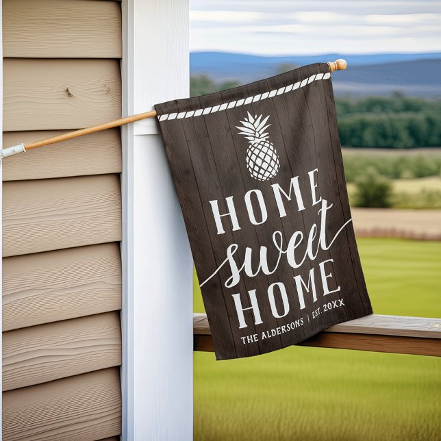 Rustic Wood Plank Home Sweet Home Pineapple House Flag (Creator Uploaded)