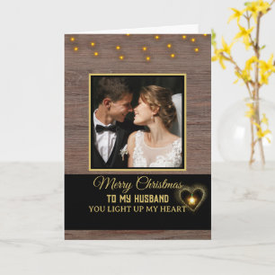 Rustic Wood plank Merry Christmas to my Husband Card