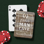 Rustic Wood Plank | Personalized Man Cave Playing Cards<br><div class="desc">Upgrade his man cave with these awesome personalized playing cards! Design features a rustic faux wood plank background with "[name's] man cave" in white lettering. Personalize with his initial inside a pair of antlers,  and add the year established along the bottom.</div>