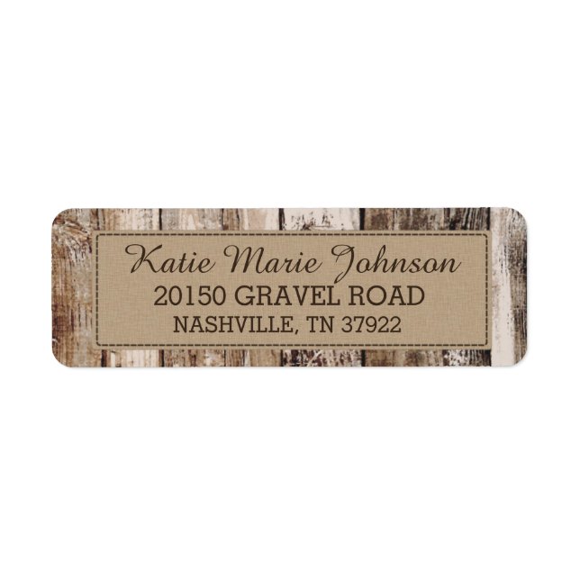 Rustic Wood Planks Country Western Wedding Label (Front)