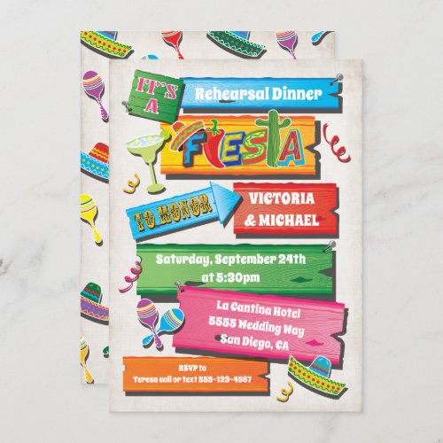 Rustic Wood Planks Mexican Fiesta Party Invitation