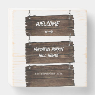 Rustic Wood Planks Welcome House Wood Box Sign