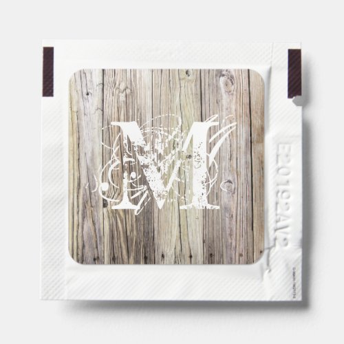 Rustic Wood Planks with Shabby Chic Monogram Hand Sanitizer Packet