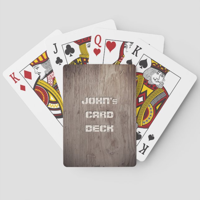 Rustic Wood Playing Cards with customizable text (Back)