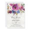 Rustic Wood Plum Floral Baby Shower Invitation