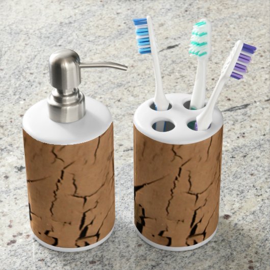 Rustic Wood | Primitive Weathered Old Paint Soap Dispenser & Toothbrush Holder (Front)